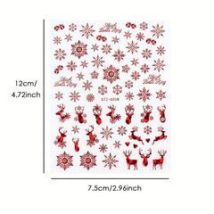 9pcs Christmas Nail Art Stickers Snowflake Elk Christmas Tree Nails