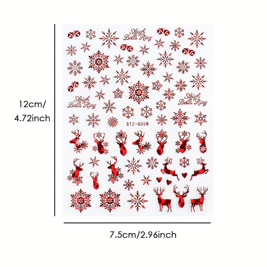 9pcs Christmas Nail Art Stickers Snowflake Elk Christmas Tree Nails