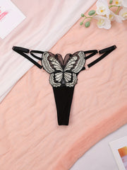 Sexy Butterfly Embroidery Thongs Low Waist Panties
