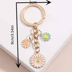 Cartoon Daisy Flower Keychain Key Ring Bag Charm Accessory Girls Gift