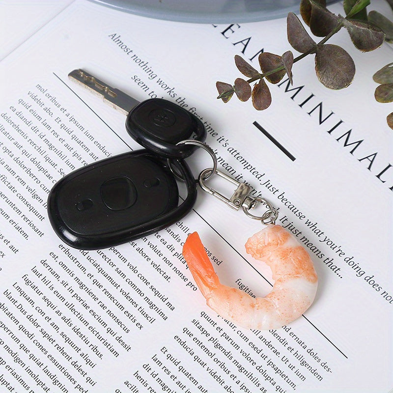 Simulated Shrimp Keychain Fun Food Pendant For Bags Purses And Keys