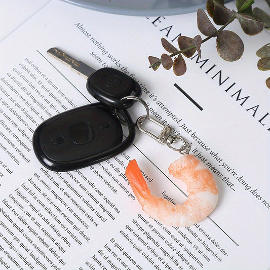 Simulated Shrimp Keychain Fun Food Pendant For Bags Purses And Keys
