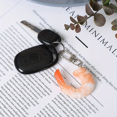 Simulated Shrimp Keychain Fun Food Pendant For Bags Purses And Keys