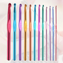 12pcs Aluminum Crochet Hook Set Sweater Weaving Handicrafts