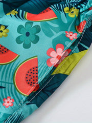 Boys Flower Leaf Watermelon Print Shorts for Vacation Beach