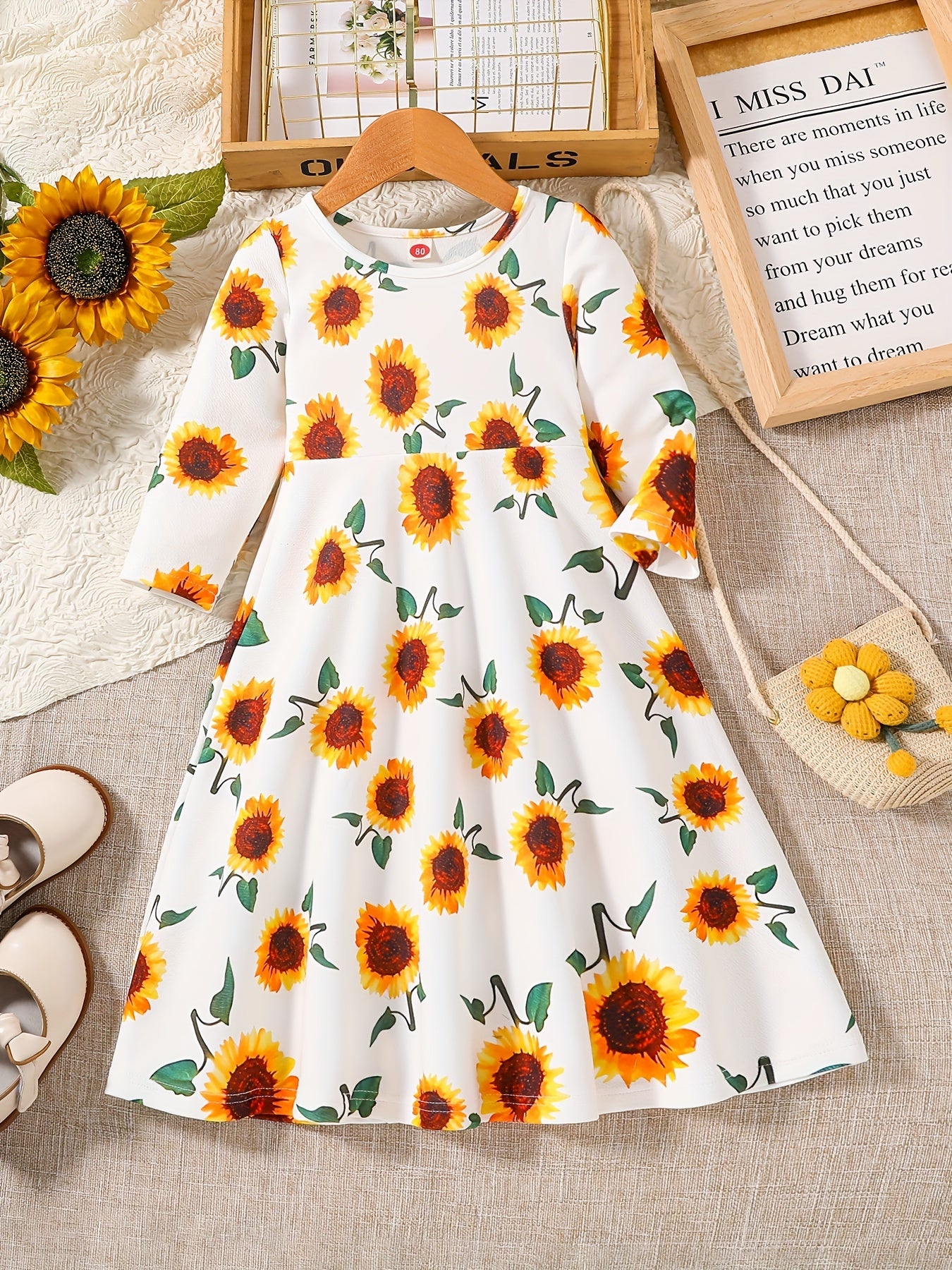 Infant Baby Girl Sunflower Print Midi Dress