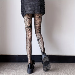 Spider Pattern Fishnet Tights High Waist Mesh Pantyhose Stockings