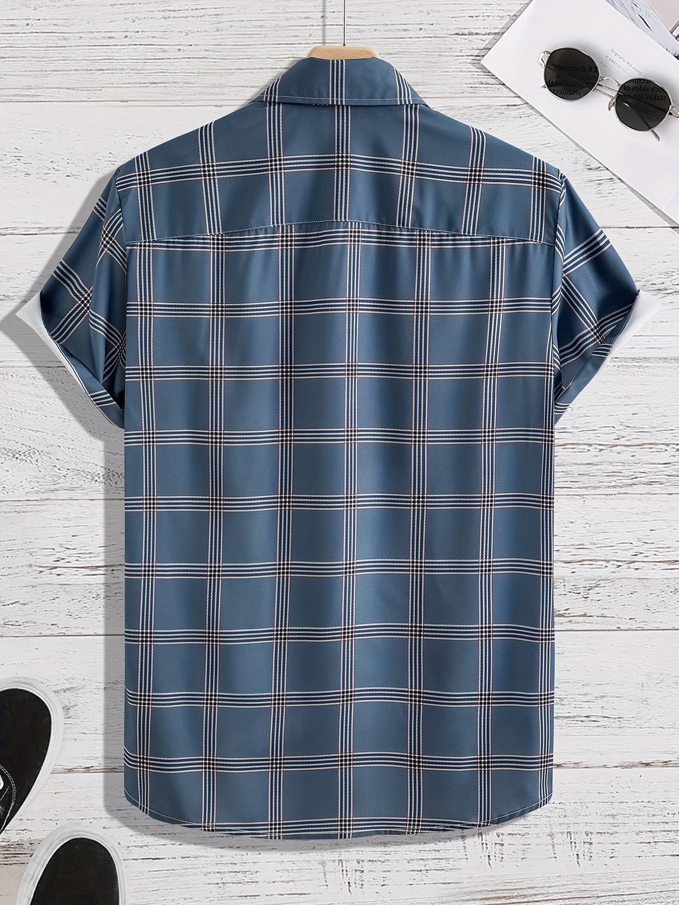 Men's Plaid Stretch Button Up Short Sleeve Shirt
