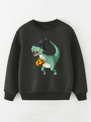 Dino & Pumpkin Girls Sweatshirt for Halloween Party