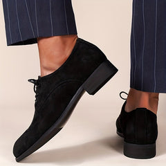 Men's Suede Derby Shoes Low Heel Lace-up Front Office Business Formal