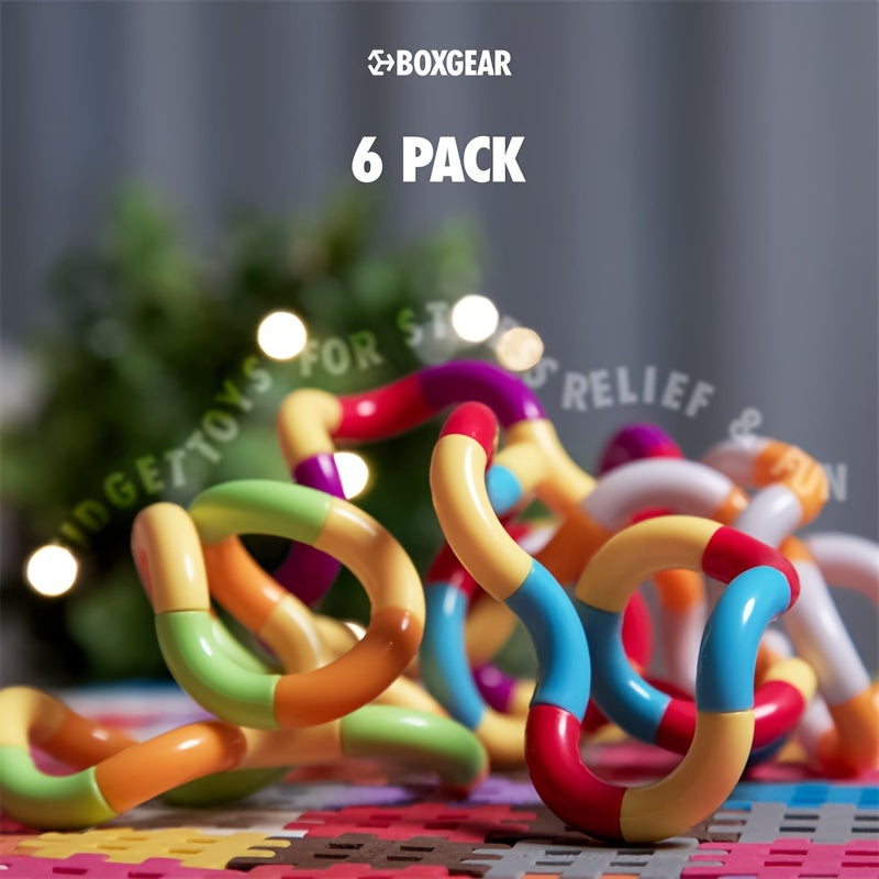 6pcs Multicolor Squeeze Twist Chain Decompression Toys