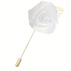 Golden Leaf Rose Flower Men's Brooch Red Flower Tassel Chain Suit Access