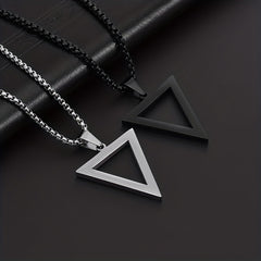 Men's Stainless Steel Triangle Pendant Square Chain Necklace
