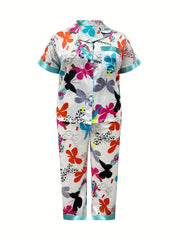 Butterfly & Moon Print Pajama Set