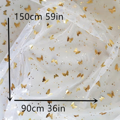 Colorful Nylon Mesh Golden Foil Butterfly Net Fabric