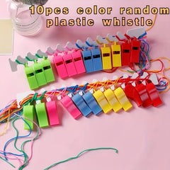 10pcs Referee Whistle With Lanyard Stainless Steel Sports Whistle