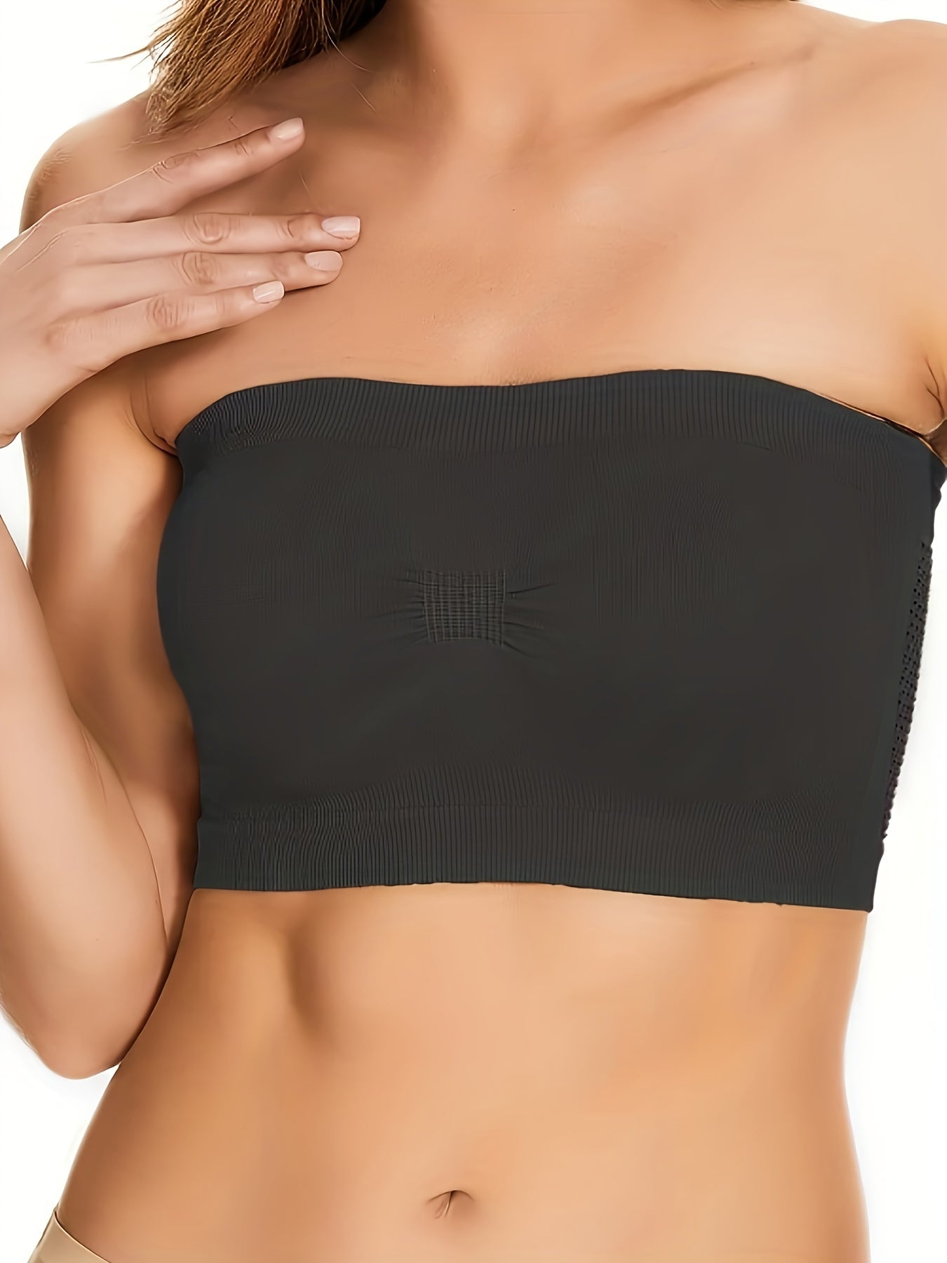 3pcs Seamless Bandeau Bras Breathable Strapless Bra Women's Lingerie