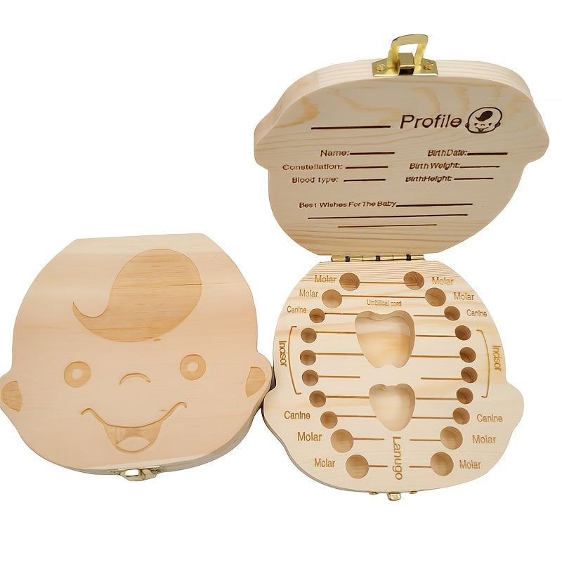 Wooden Baby Tooth Storage Box Teeth Organizer Gift Keepsakes