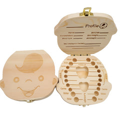 Wooden Baby Tooth Storage Box Teeth Organizer Gift Keepsakes