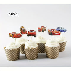24 Red Cars Party Decorations - Birthday Celebration Supplies