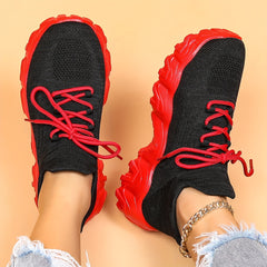 Thick Sole Running Shoes Mesh Breathable Lace Up Sneakers