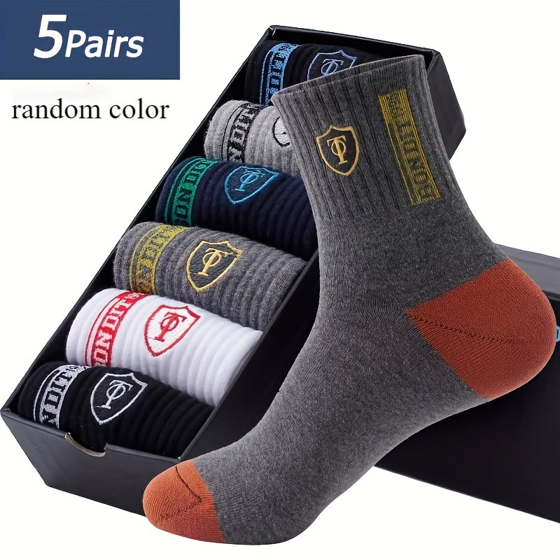 5 Pairs Teen's Mid Crew Sport Socks Cotton Sweat Absorbing Comfortable