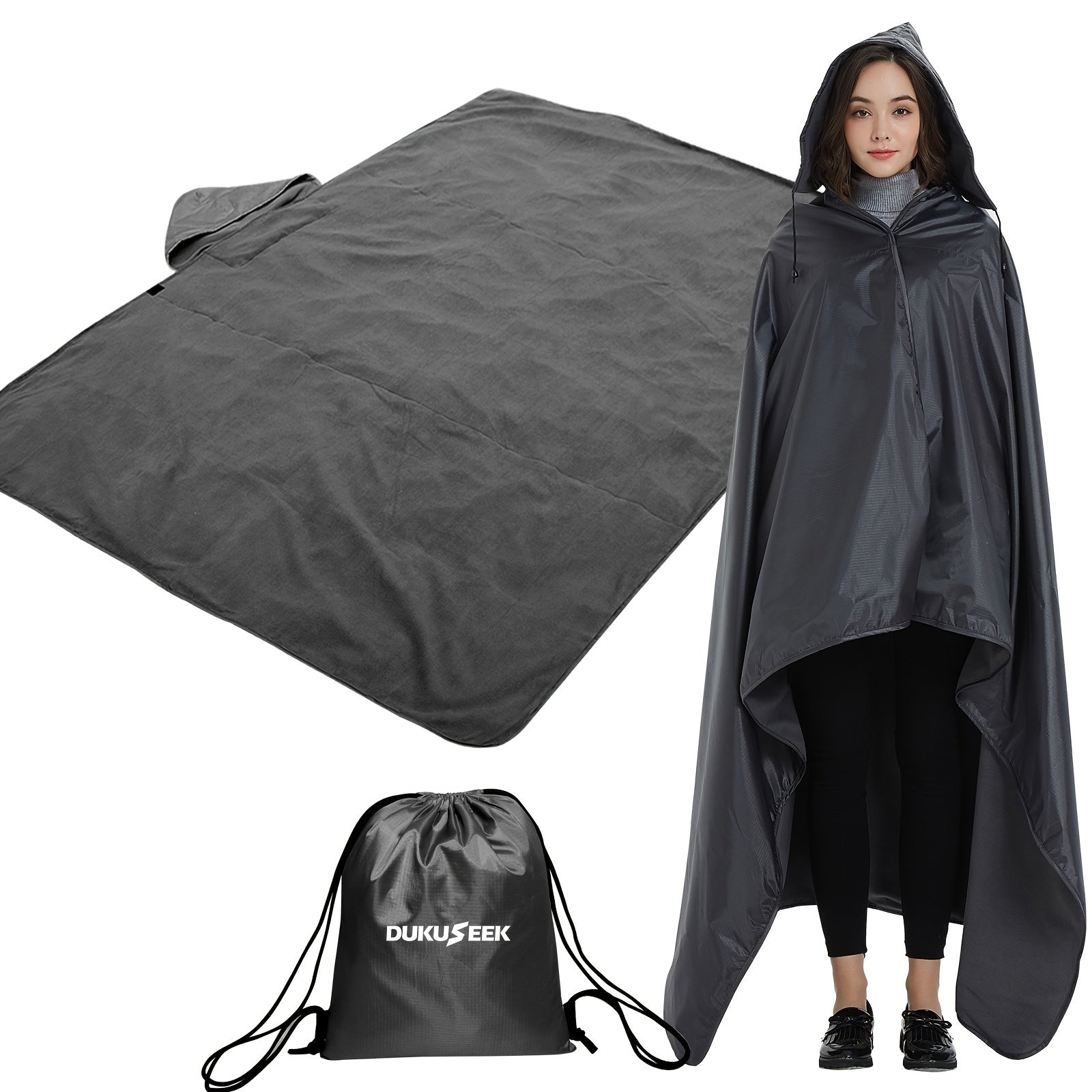 DUKUSEEK Hooded Stadium Blanket Waterproof Windproof Outdoor Fleece Blanket