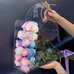 Transparent PET Double Film Handbag Bouquet Gift Bag Flower Packaging