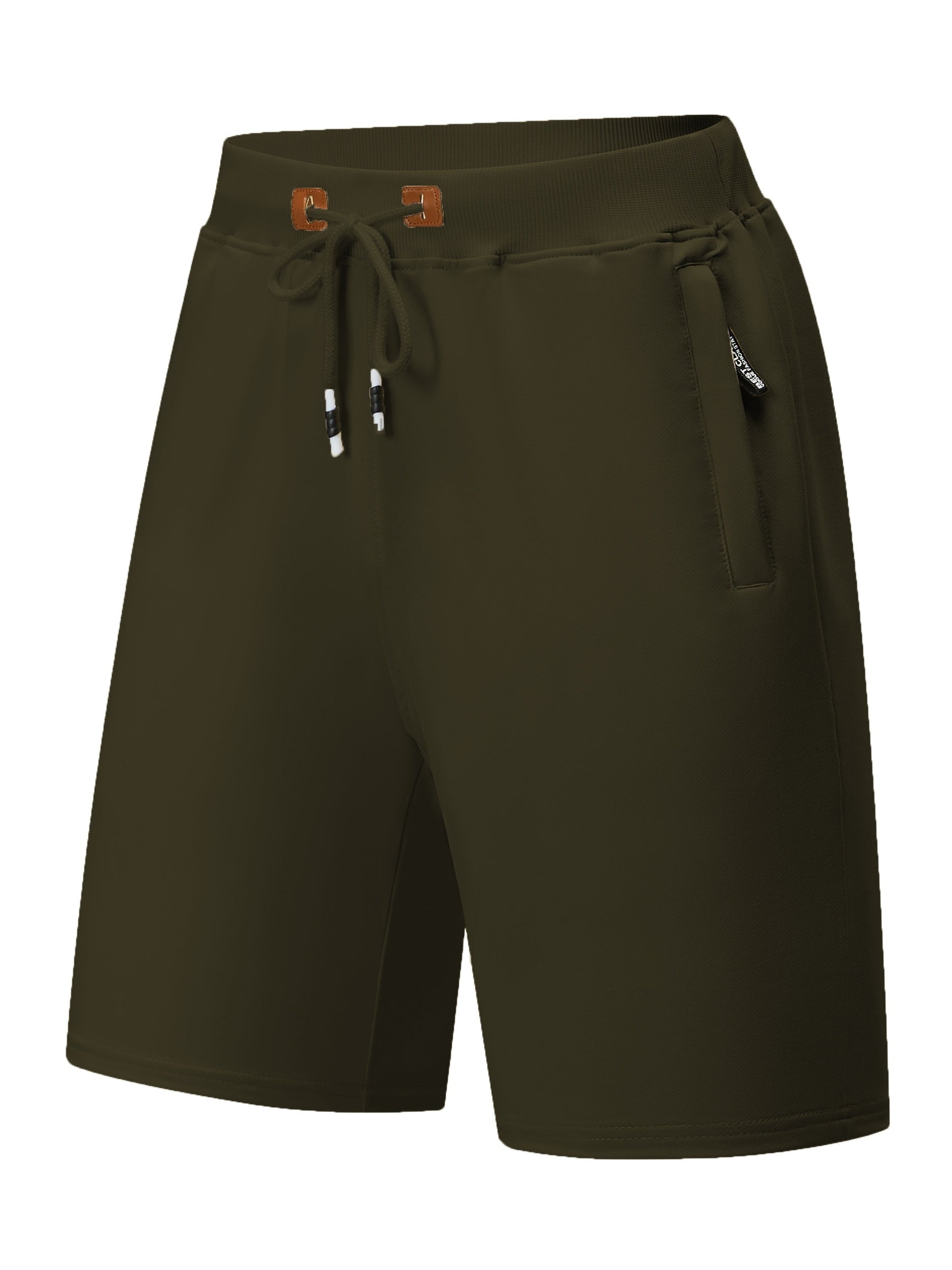 Men's Casual Fit Drawstring Shorts Elastic Waist Zip Pockets