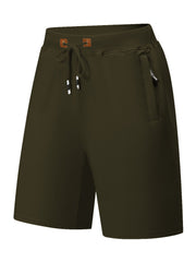 Men's Casual Fit Drawstring Shorts Elastic Waist Zip Pockets