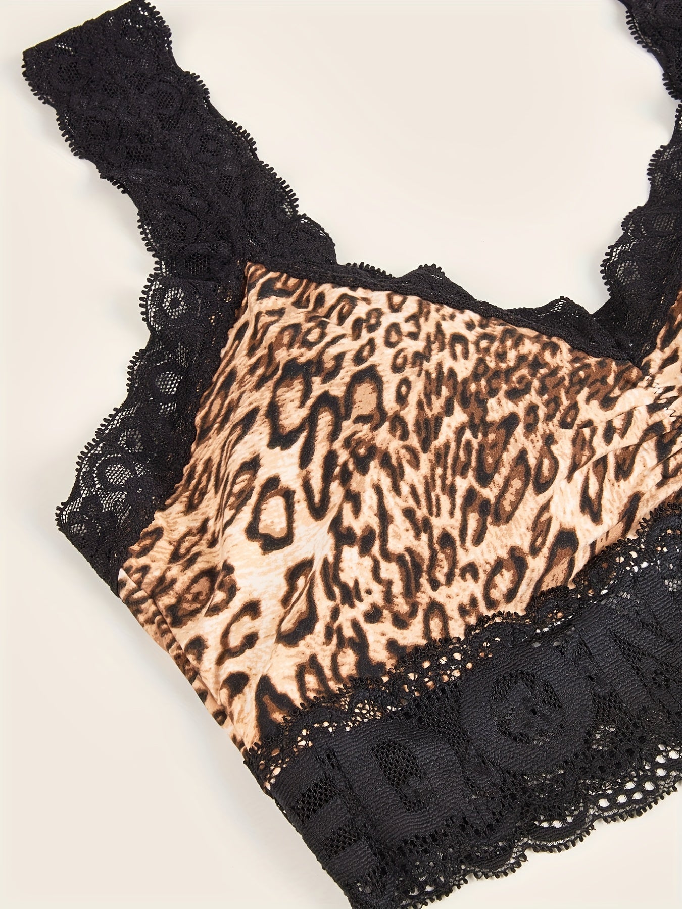 Leopard Lace Trim Full Coverage Bra & Panties Set