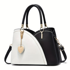 Colorblock Tote Bag Faux Leather Top Handles Women's Shoulder Bag
