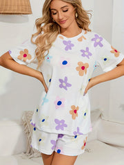 Floral Two Piece Set Short Sleeve T-shirt & Shorts Outfit