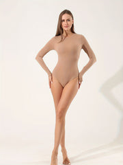 Long Sleeve Round Neck Yoga Bodysuit Solid Sports Jumpsuit