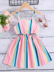 Girls Striped Cut Out Dress for Spring or Summer