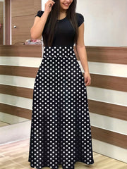 Floral Print Maxi Dress Short Sleeve Crew Neck