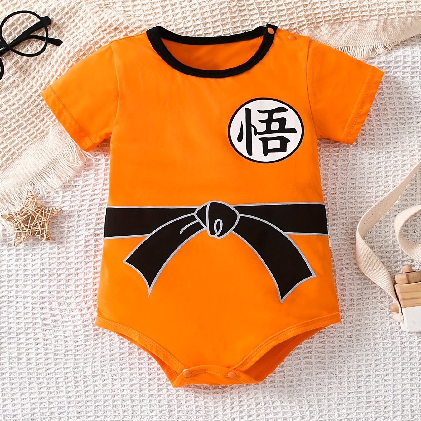 Anime Graphic Shoulder Buckles Baby Cotton Bodysuit