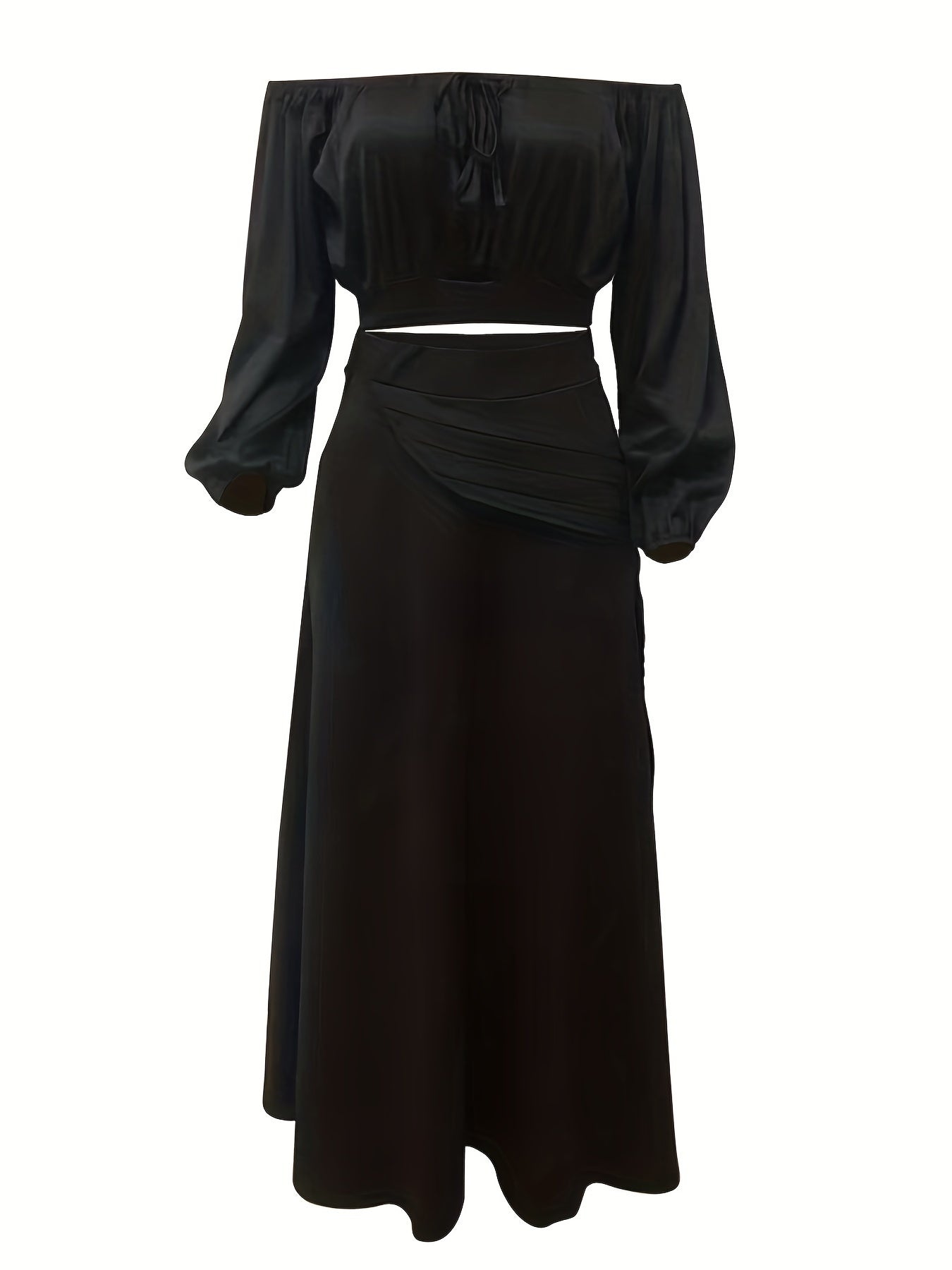 Casual Off Shoulder Tops & High Waist Skirts Set