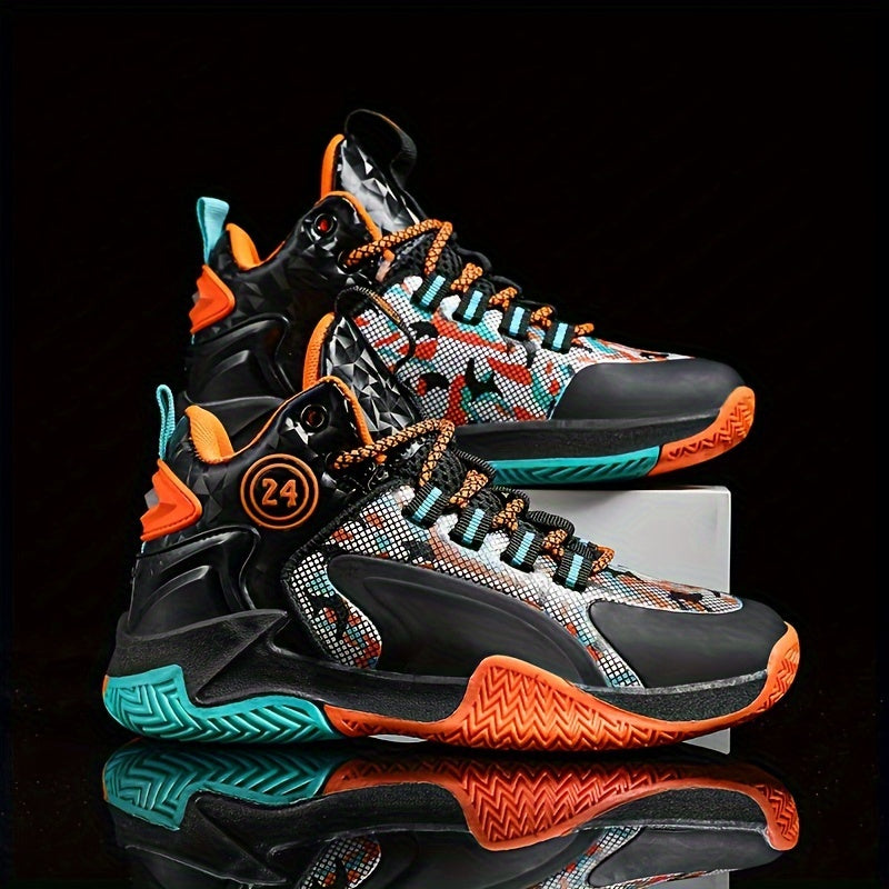 Boy's Block Basketball Shoes Non Slip Sneakers, Lace Up, Indoor Outdoor Training