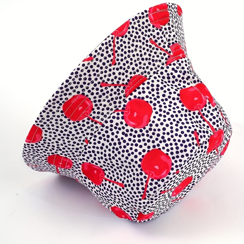 Cherry Print Bucket Hat Gray Sunshade Cap