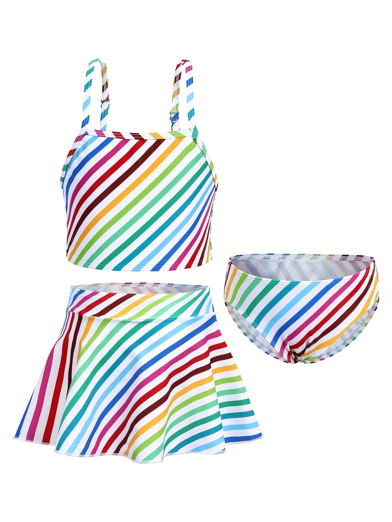 Toddler Girls Rainbow Unicorn Swimsuit Set Tankini Top Shorts Skirt