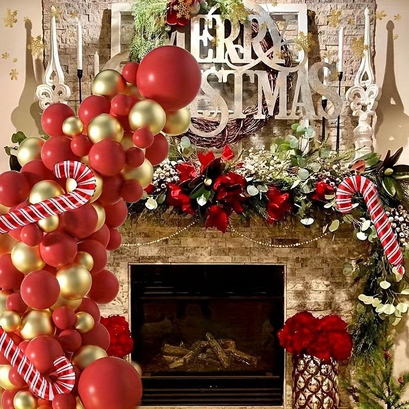 Red Golden Garland Balloon Chain Christmas Party Decoration Set