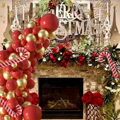 Red Golden Garland Balloon Chain Christmas Party Decoration Set