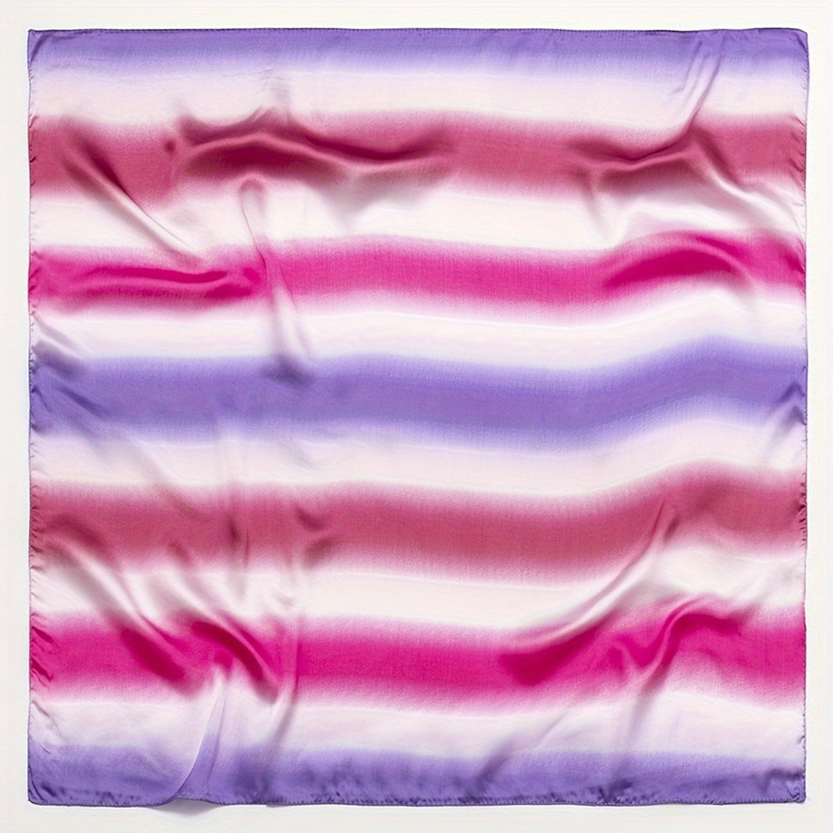 Striped Block Bandana Gradient Silk Square Scarf