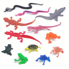 12pcs Mini Reptile Dolls Wild Vinyl Animal Model Set