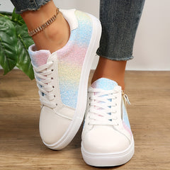 Colorful Faux Leather Skate Shoes Flat Zipper