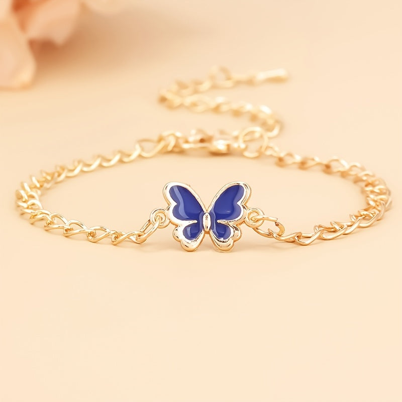 Butterfly Pendant Chain Bracelet Adjustable Minimalist Jewelry for Women