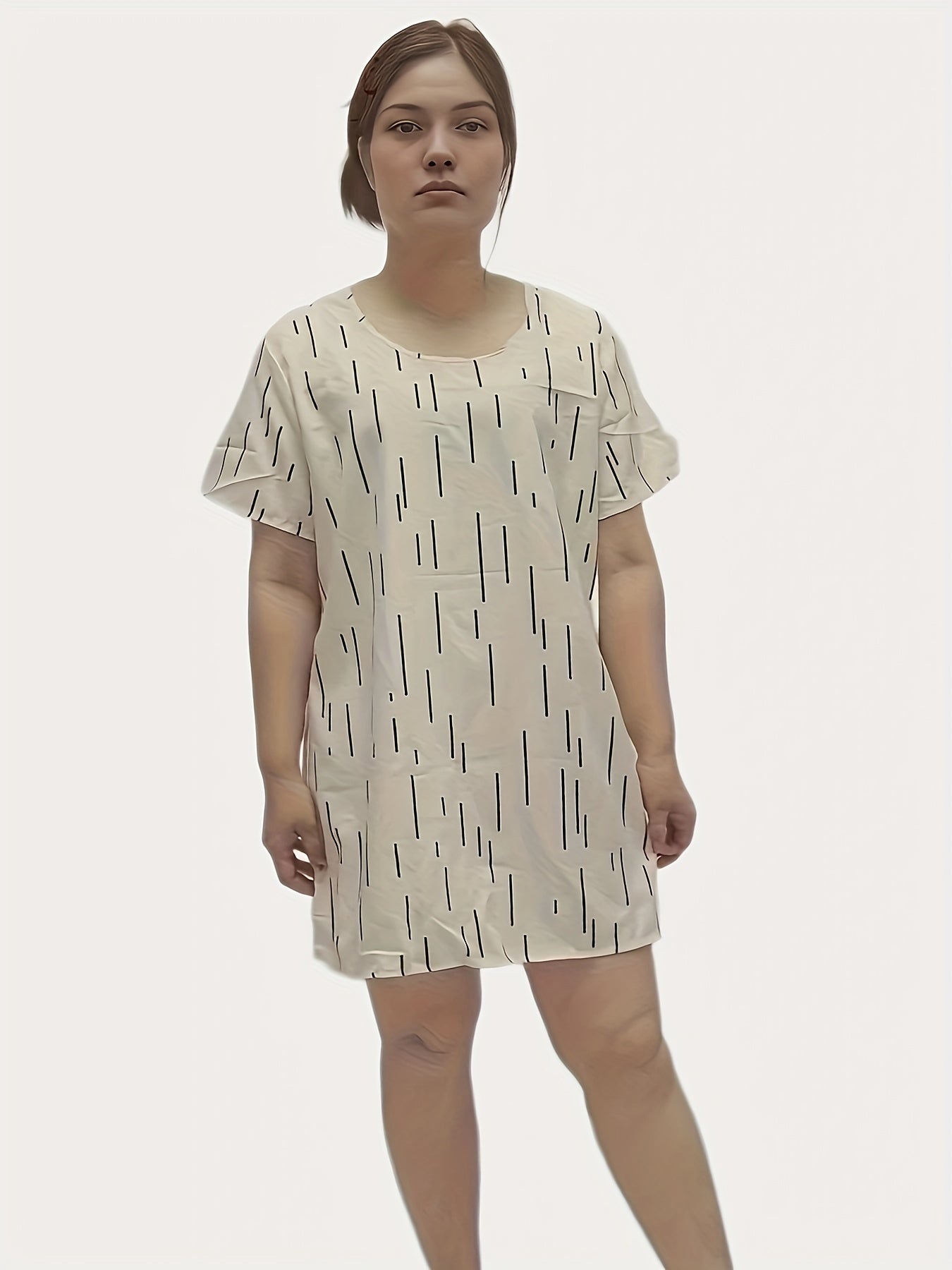 Stripe Print Short Sleeve Sleep Dress