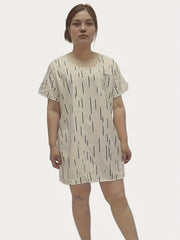 Stripe Print Short Sleeve Sleep Dress