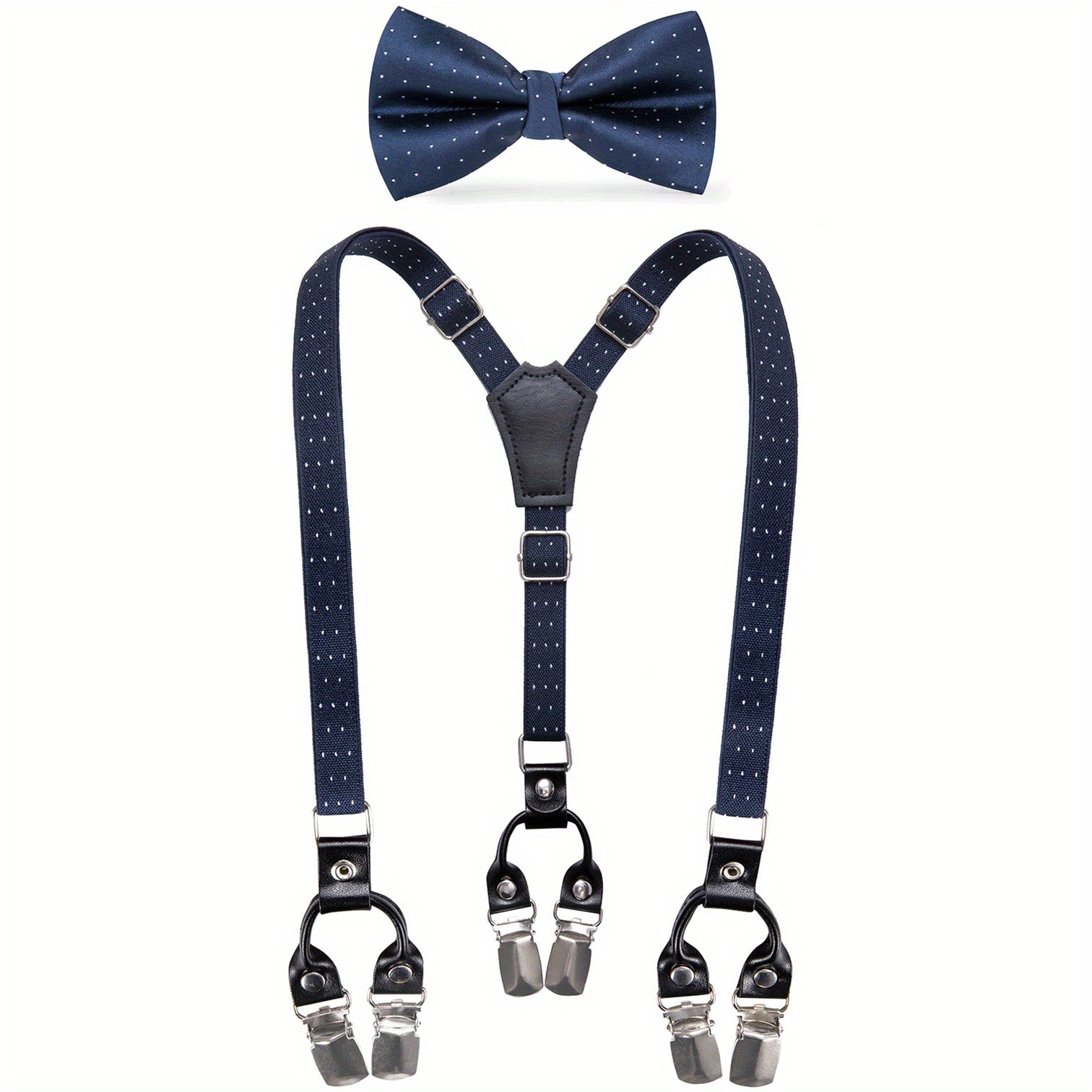 Kids Suspenders Bow Tie Set Y Back Adjustable with 3 Clips
